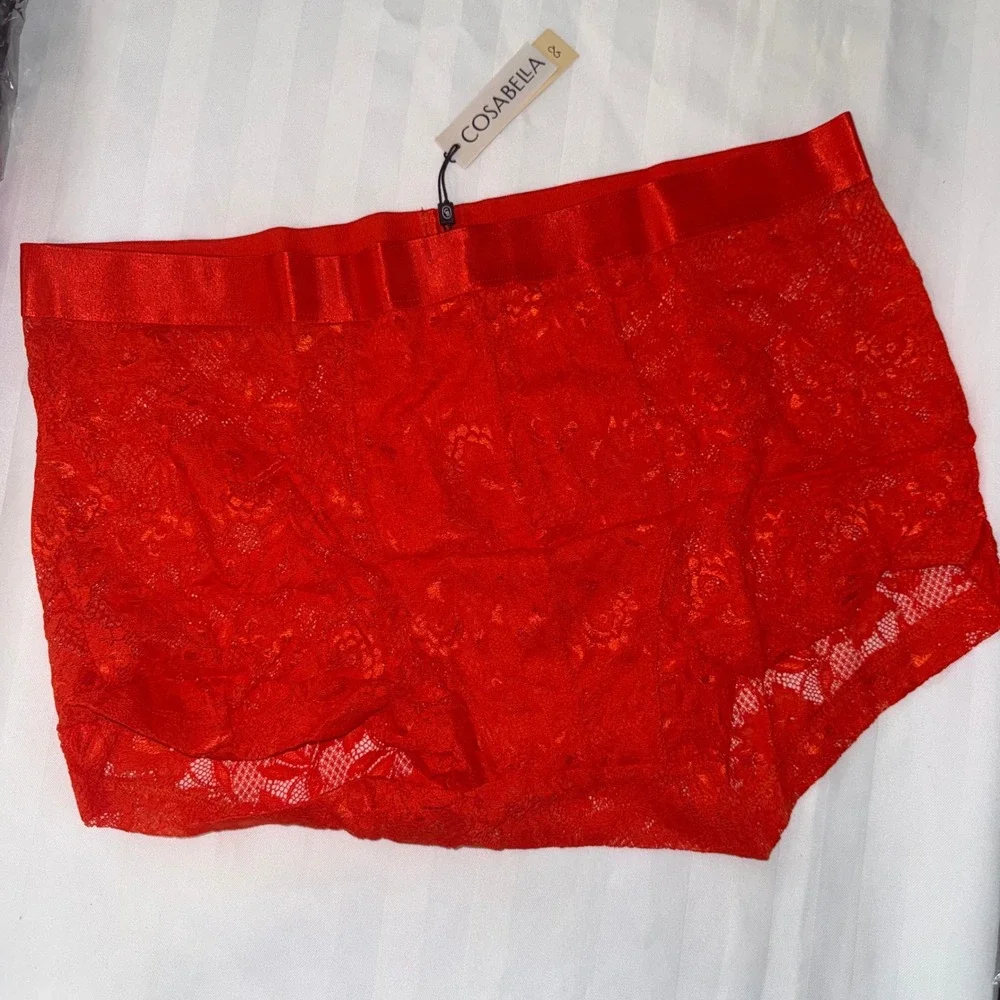Cosabella Never Say Never Form Classic Trunk Lace Red‎ Men's NWT Size XL